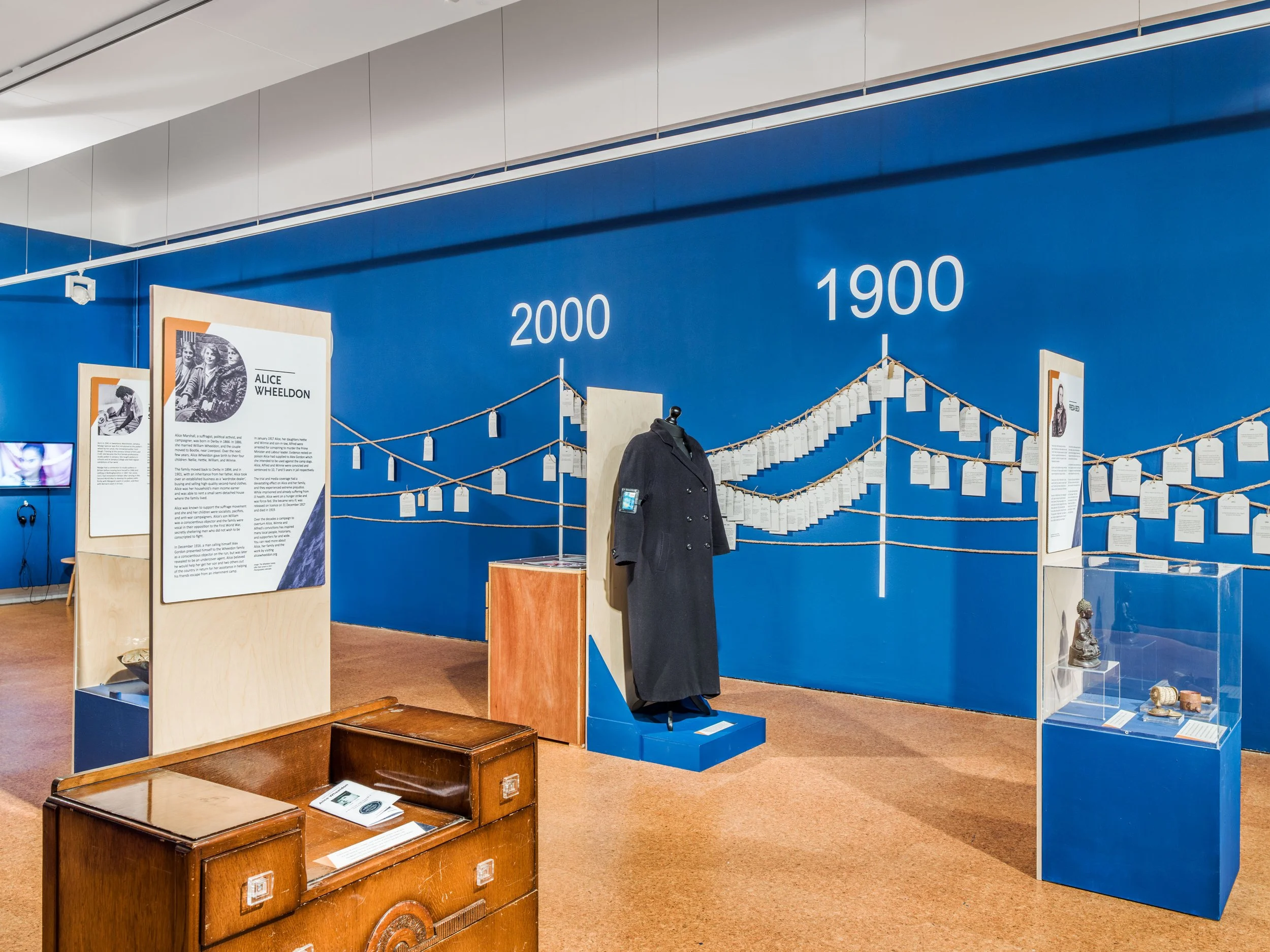 History Makers: A celebration of Derbyshire women and gender diversity Derby Museum & Art Gallery Installation View, Photo: Joe Clark © V21 Artspace, Courtesy: The Artists and Derby Museums