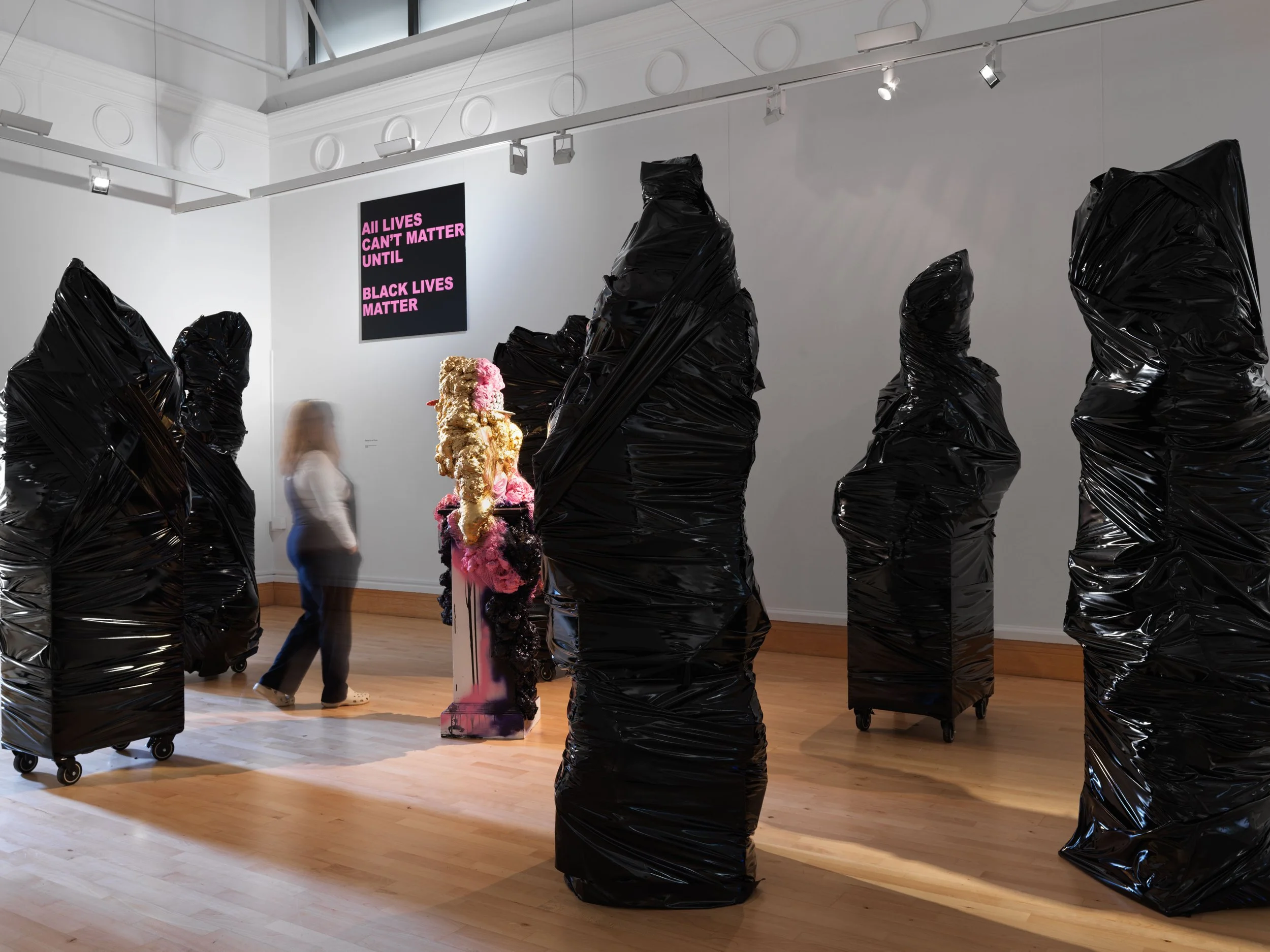 Michael Forbes Blk This & Blk That … a state of urgency Djanogly Gallery at Lakeside Arts Installation View, Photo: V21 Artspace © The Artists, Courtesy: Djanogly Gallery at Lakeside Arts