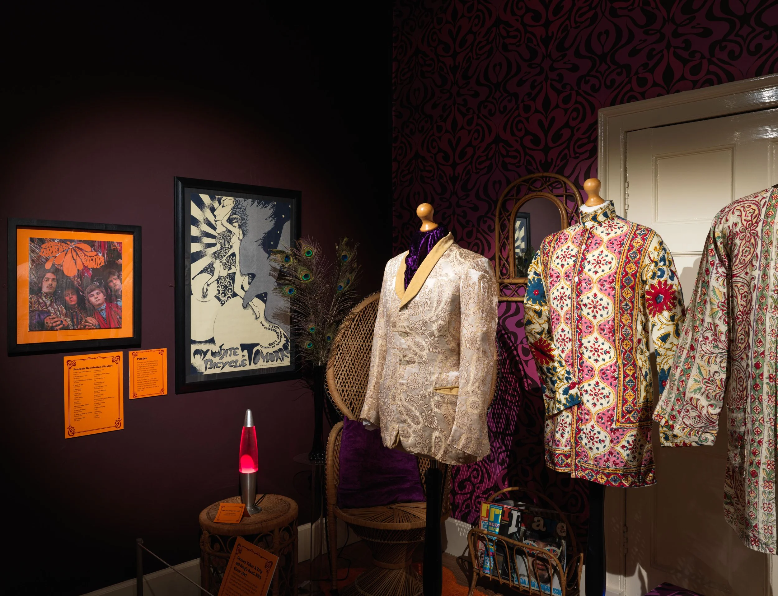 The Peacock Revolution: Men’s Fashion from 1966-1970 Pickford’s House Installation View, Photo: V21 Artspace © The Artists, Courtesy: Peter Feely, The Designers and Derby Museums Trust