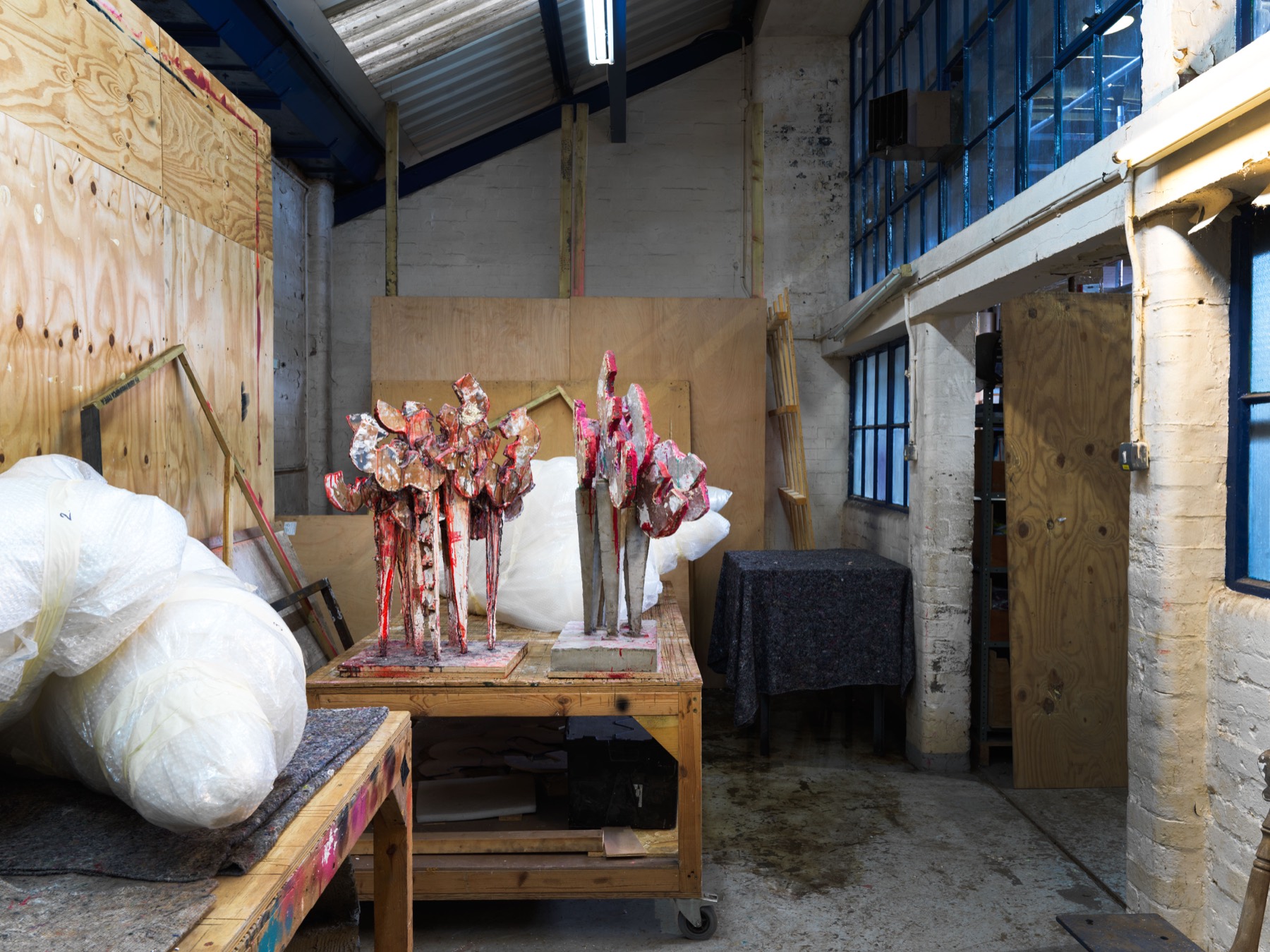Sculptural forms in Phyllida Barlow's London studio
